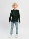 Детский лонгслив / Темно-зеленый мраморный узор