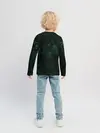 Детский лонгслив / Темно-зеленый мраморный узор