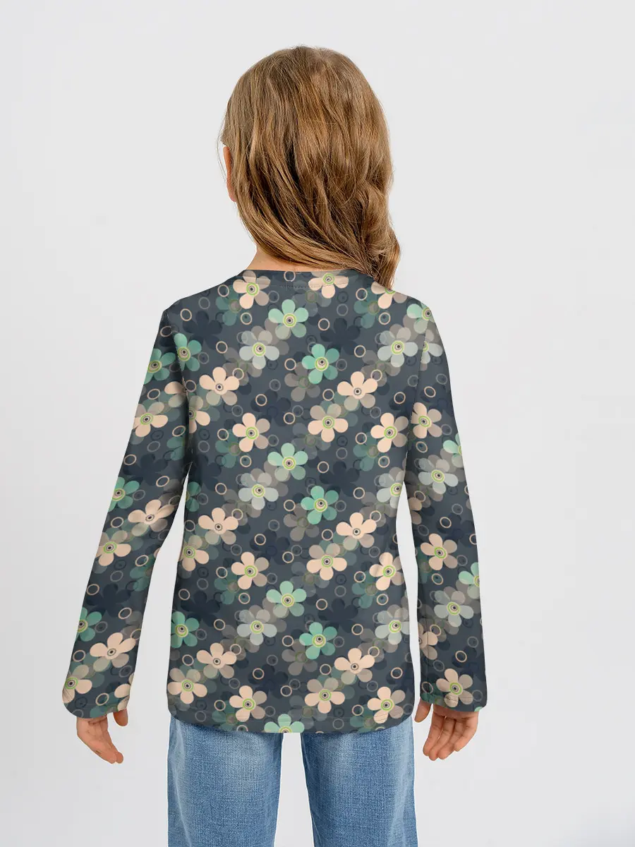 Детский лонгслив / Цветочный ретро узор