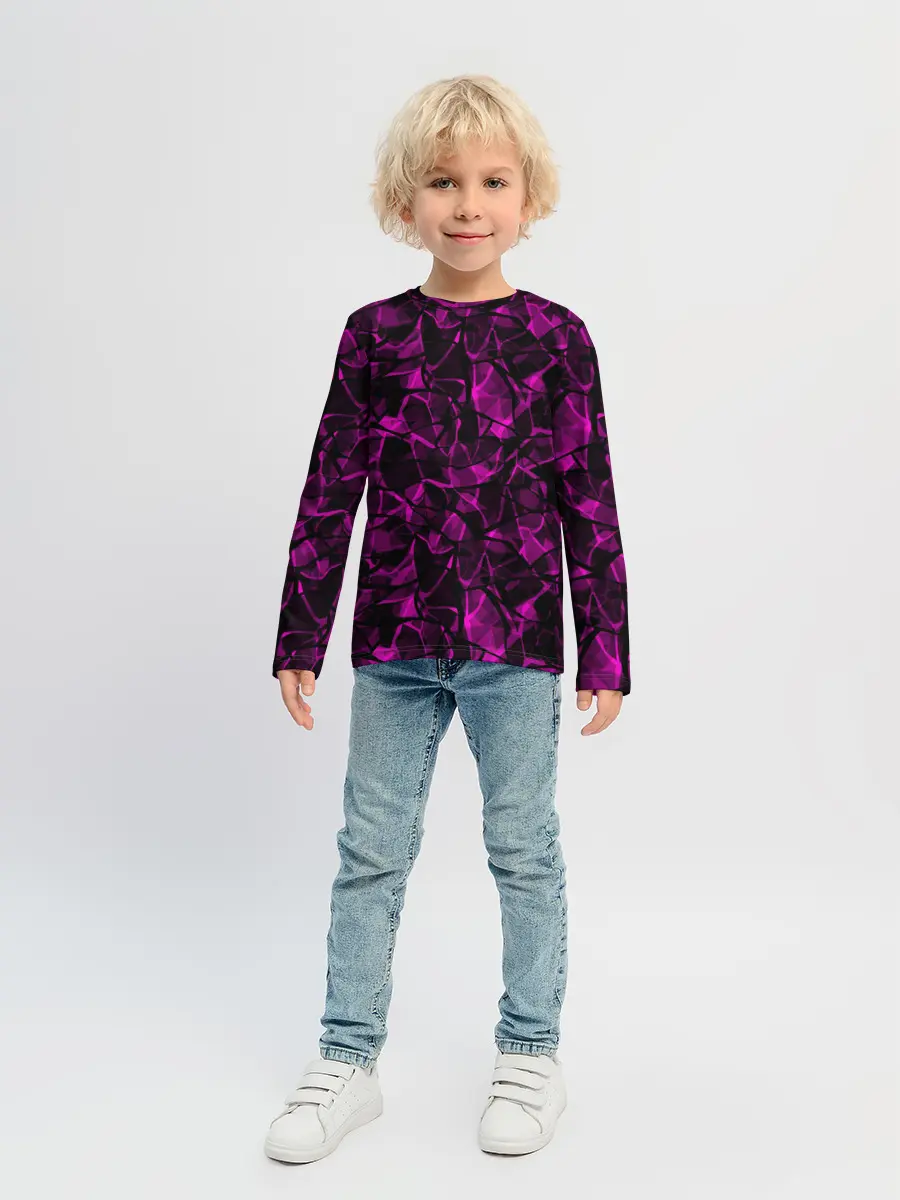 Детский лонгслив / Абстрактный узор цвета фуксия