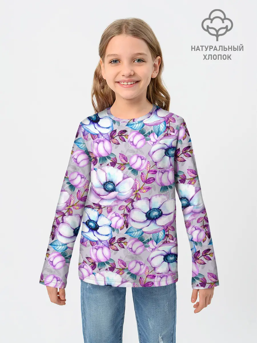 Детский лонгслив / Анемоны - цветочный ковер