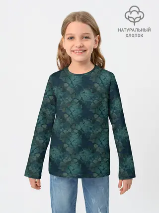 Детский лонгслив / Синий абстрактный узор