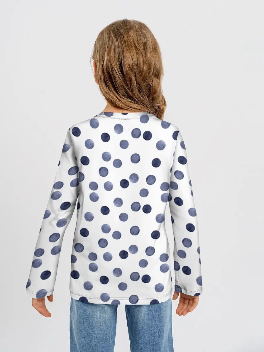 Детский лонгслив / Акварельный синий горох
