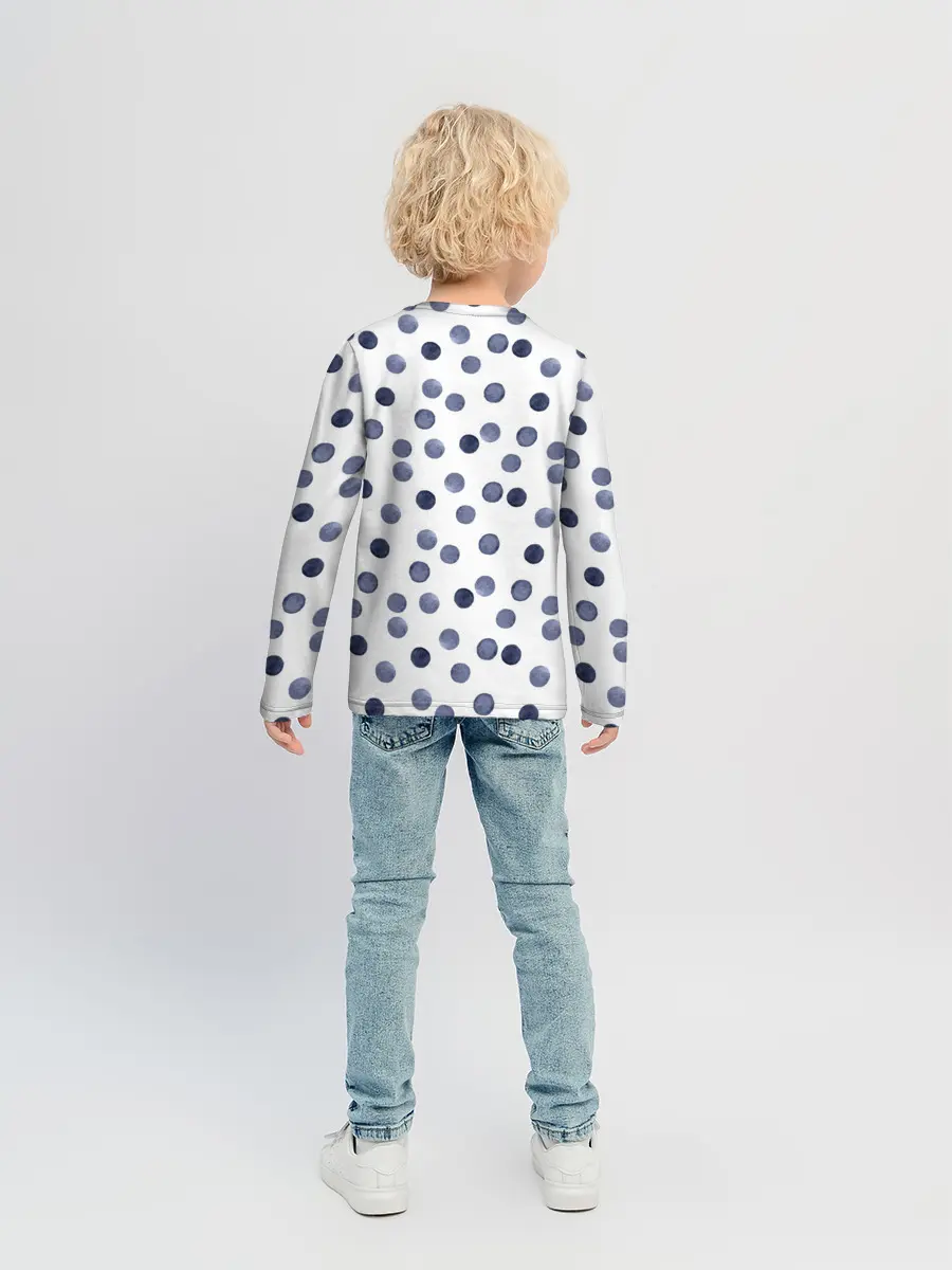 Детский лонгслив / Акварельный синий горох