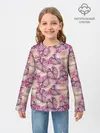 Детский лонгслив / Розовый тропический узор