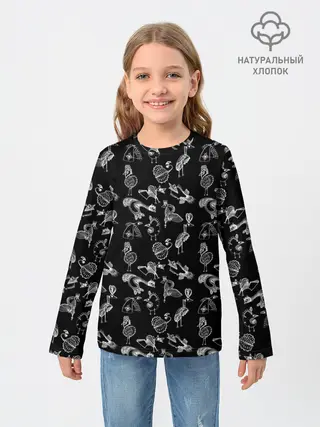 Детский лонгслив / Экзотические птицы . Скетч