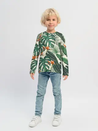 Детский лонгслив / Тропический паттерн