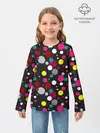Детский лонгслив / Разноцветный горох на черном