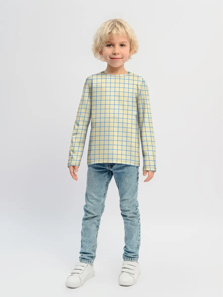 Детский лонгслив / Клетка Школьная тетрадка