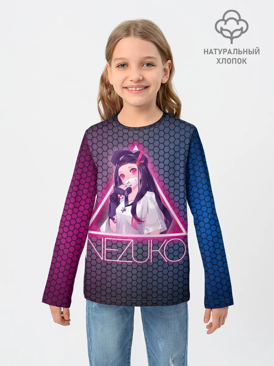 Детский лонгслив / Незуко Камадо в треугольнике