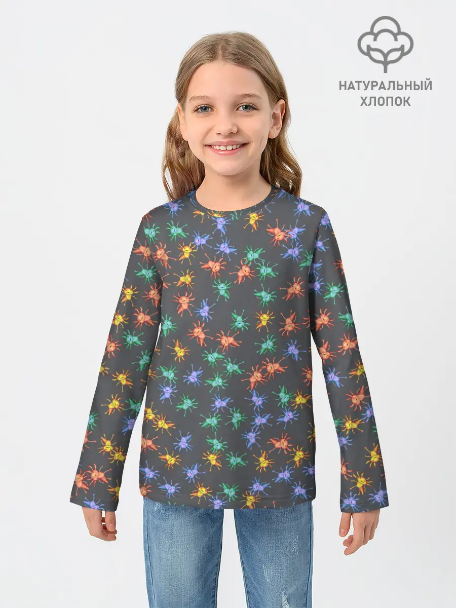 Детский лонгслив / Аксолотль паттерн