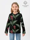 Детский лонгслив / Красные каллы на черном