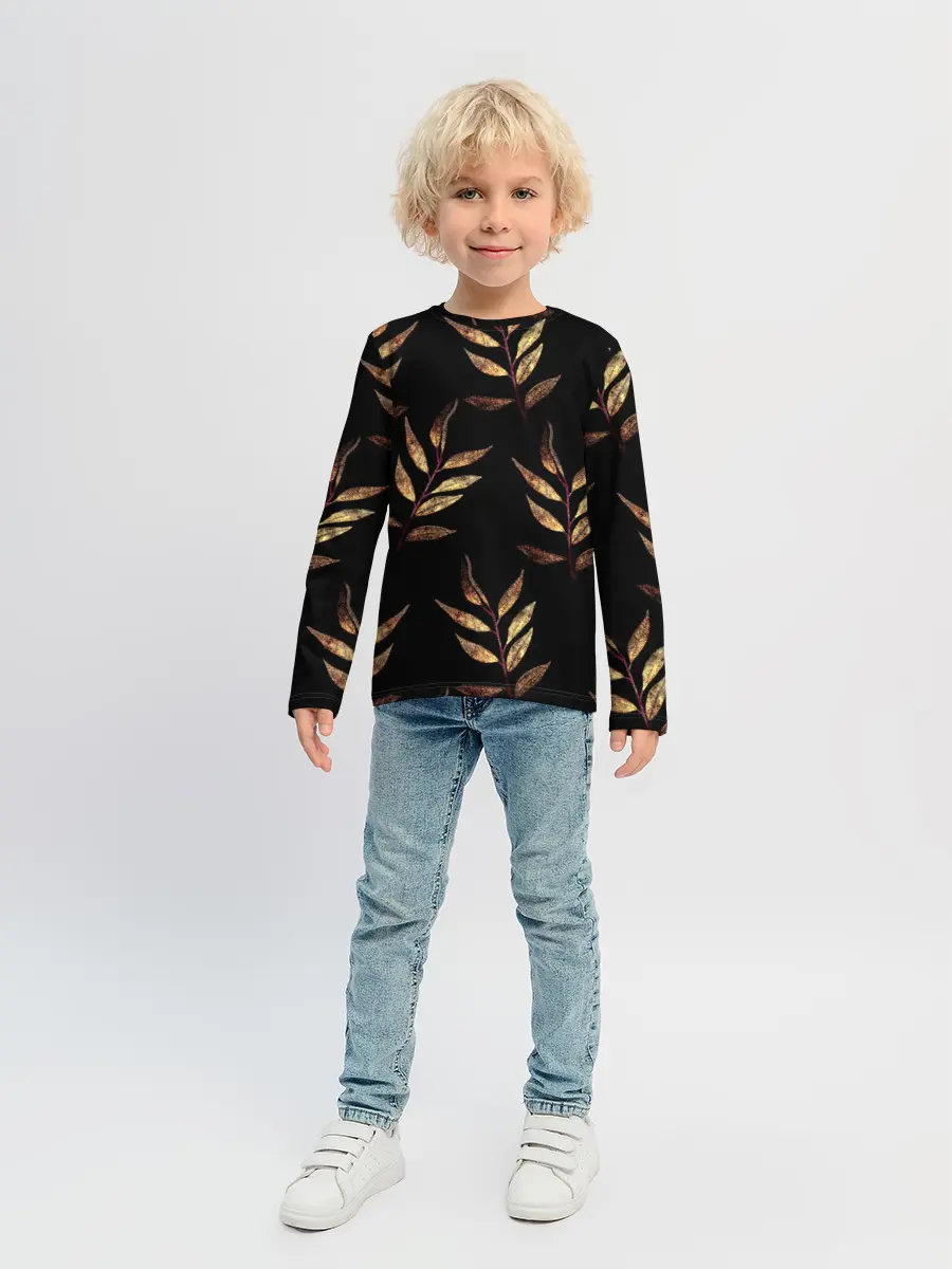 Детский лонгслив / Золотисто-красные листья