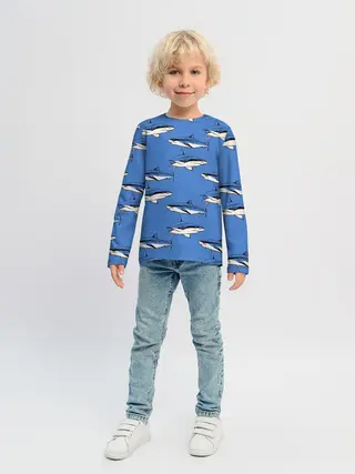 Детский лонгслив / Акулы Паттерн