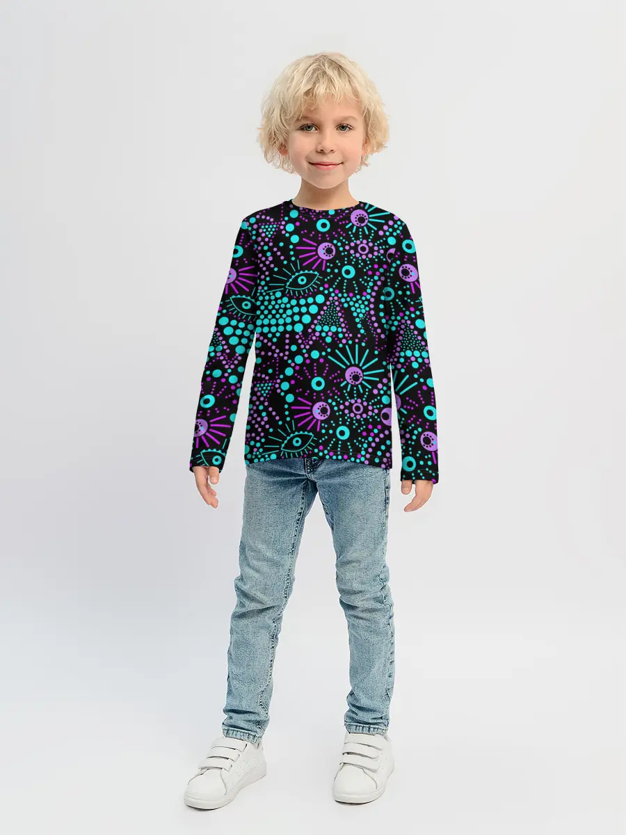 Детский лонгслив / Яркий абстрактный узор