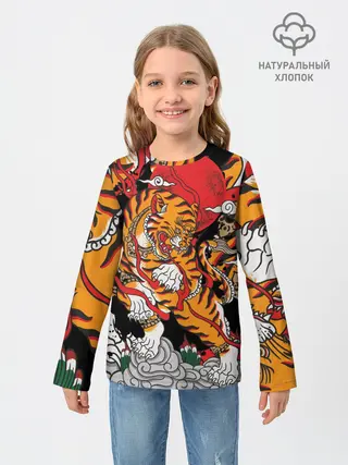 Детский лонгслив / Самурайский тигр