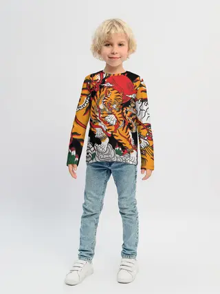 Детский лонгслив / Самурайский тигр