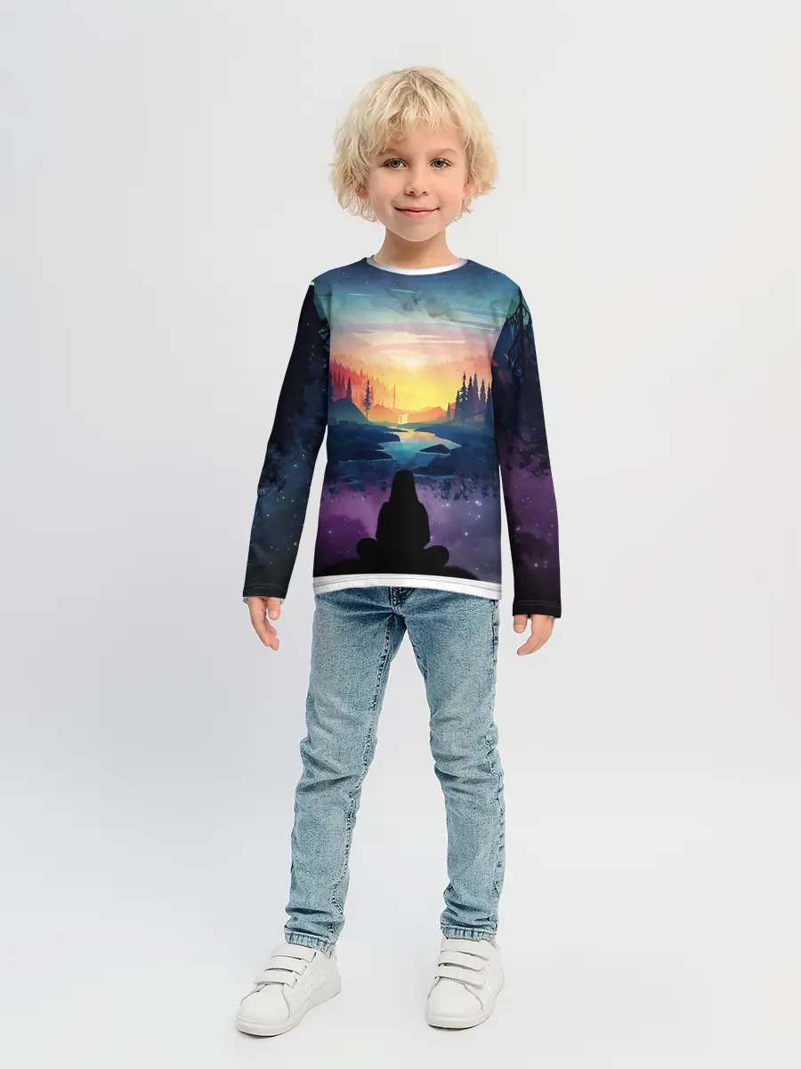 Детский лонгслив / ПЕЙЗАЖ НАД ЗВЕЗДАМИ