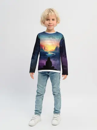Детский лонгслив / ПЕЙЗАЖ НАД ЗВЕЗДАМИ