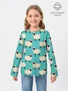Детский лонгслив / Овечки паттерн на бирюзовом