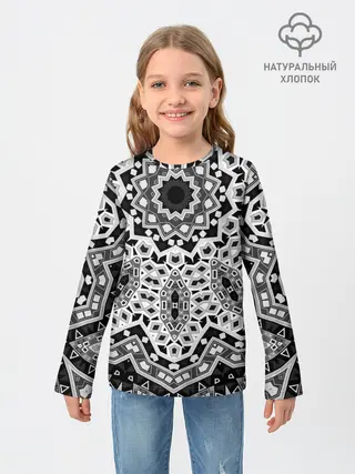 Детский лонгслив / Черно-белый орнамент