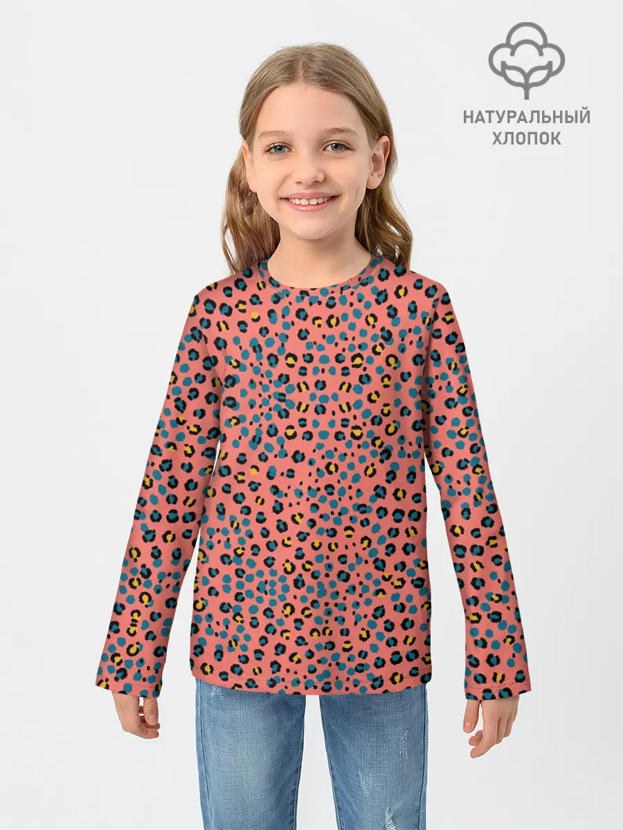 Детский лонгслив / Леопардовый принт на розовом