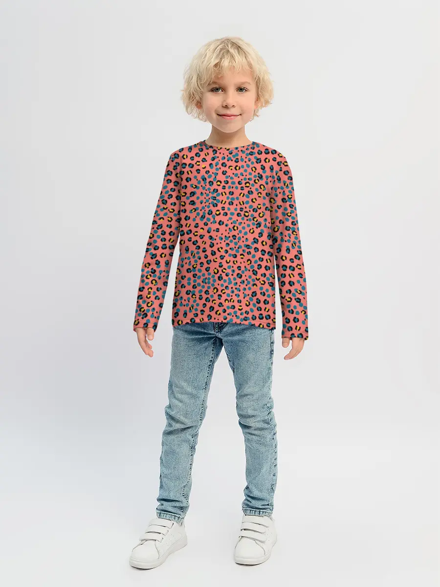 Детский лонгслив / Леопардовый принт на розовом