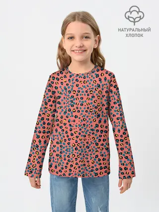 Детский лонгслив / Леопардовый принт на розовом