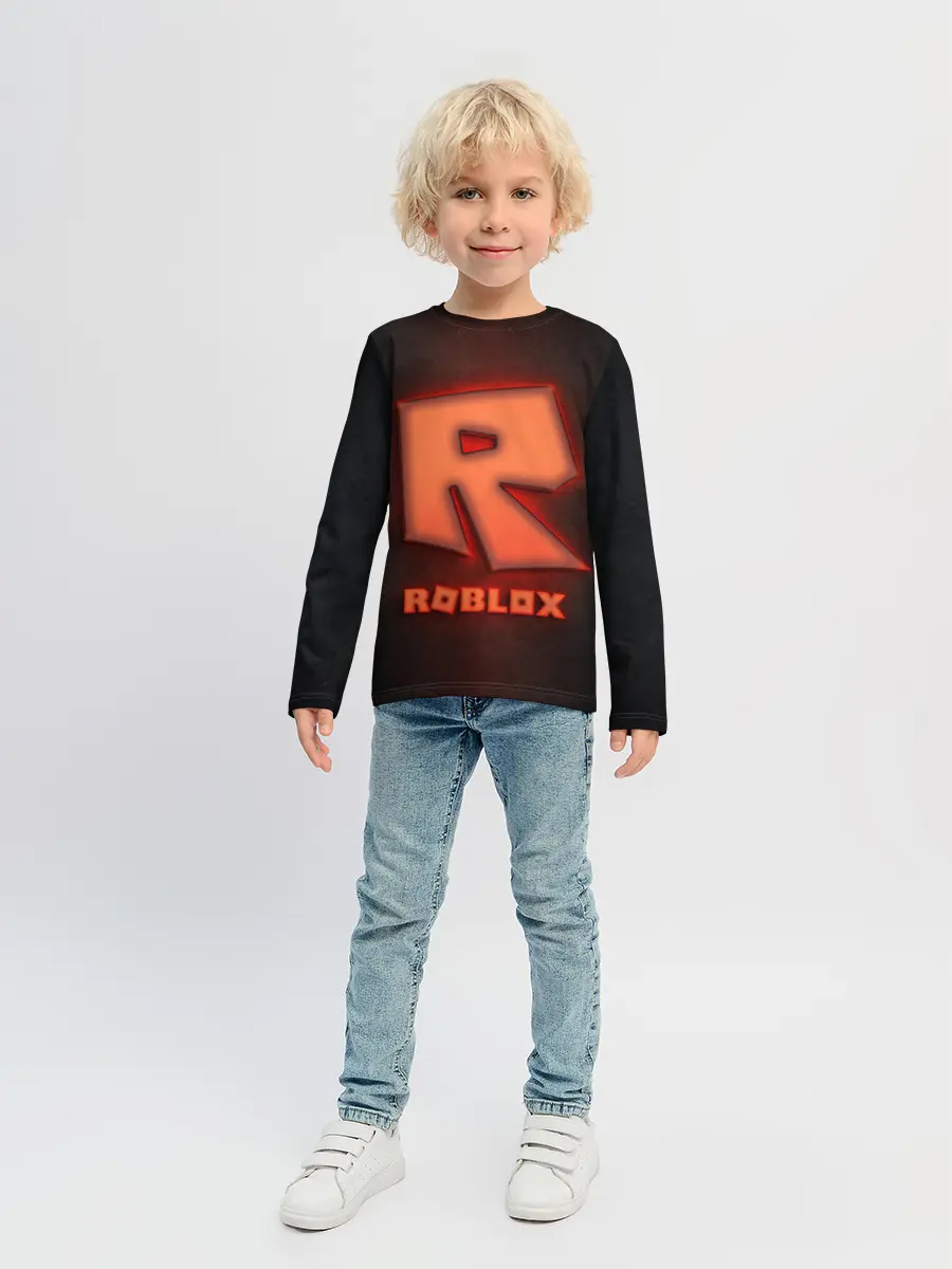Детский лонгслив / ROBLOX NEON RED