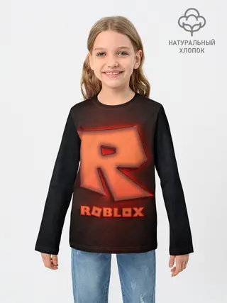 Детский лонгслив / ROBLOX NEON RED