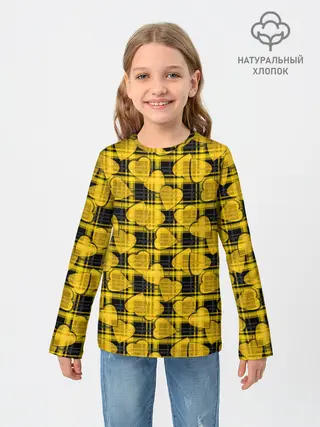 Детский лонгслив / Желто-черный модный узор
