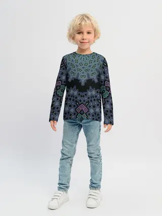 Детский лонгслив / Перламутровый узор восточный