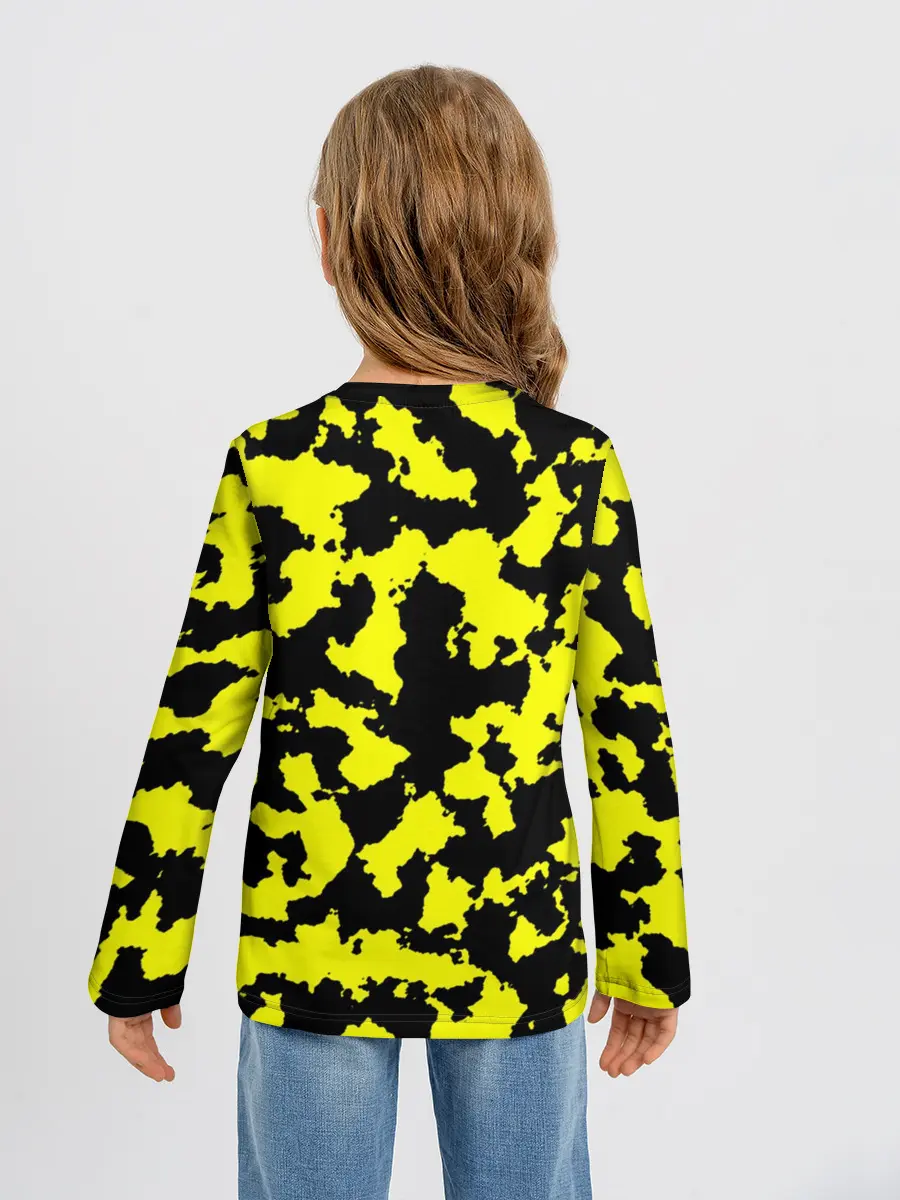 Детский лонгслив / Черно-желтый камуфляж