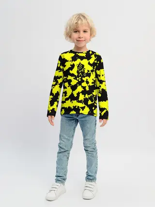 Детский лонгслив / Черно-желтый камуфляж