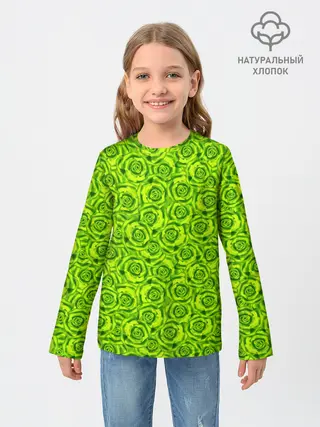 Детский лонгслив / Неоновый цветочный узор