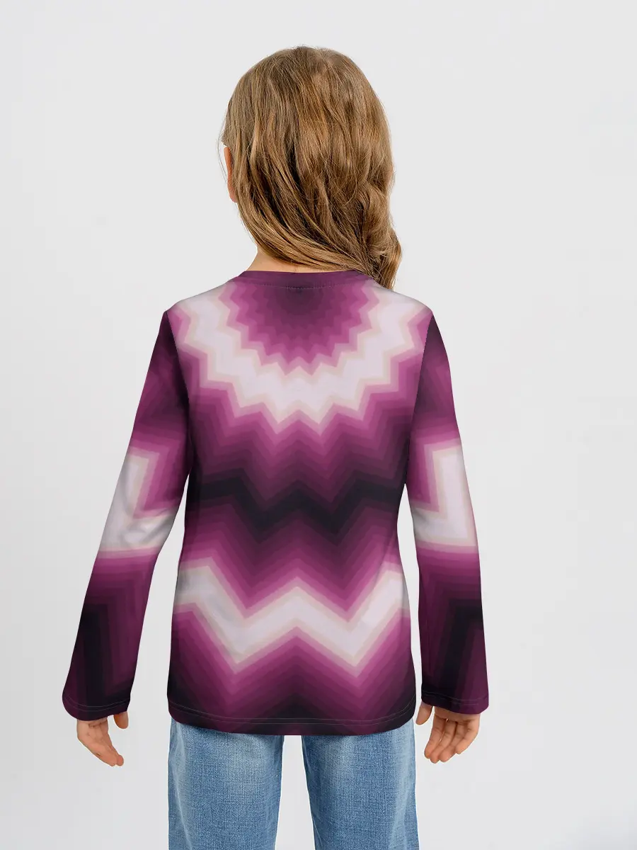 Детский лонгслив / Черно-пурпурный калейдоскоп
