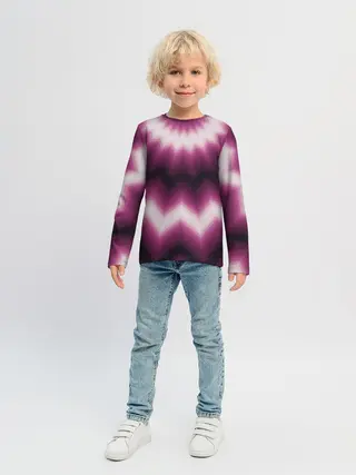 Детский лонгслив / Черно-пурпурный калейдоскоп