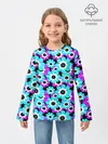Детский лонгслив / Яркие бирюзовые цветы