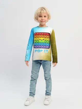 Детский лонгслив / Поп Ит - Глитч