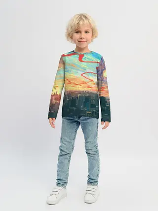 Детский лонгслив / Токио красками
