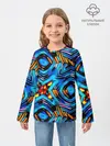 Детский лонгслив / Желто-синий абстрактный узор