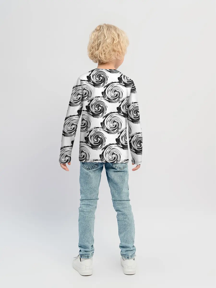 Детский лонгслив / Черно-белый абстрактный узор