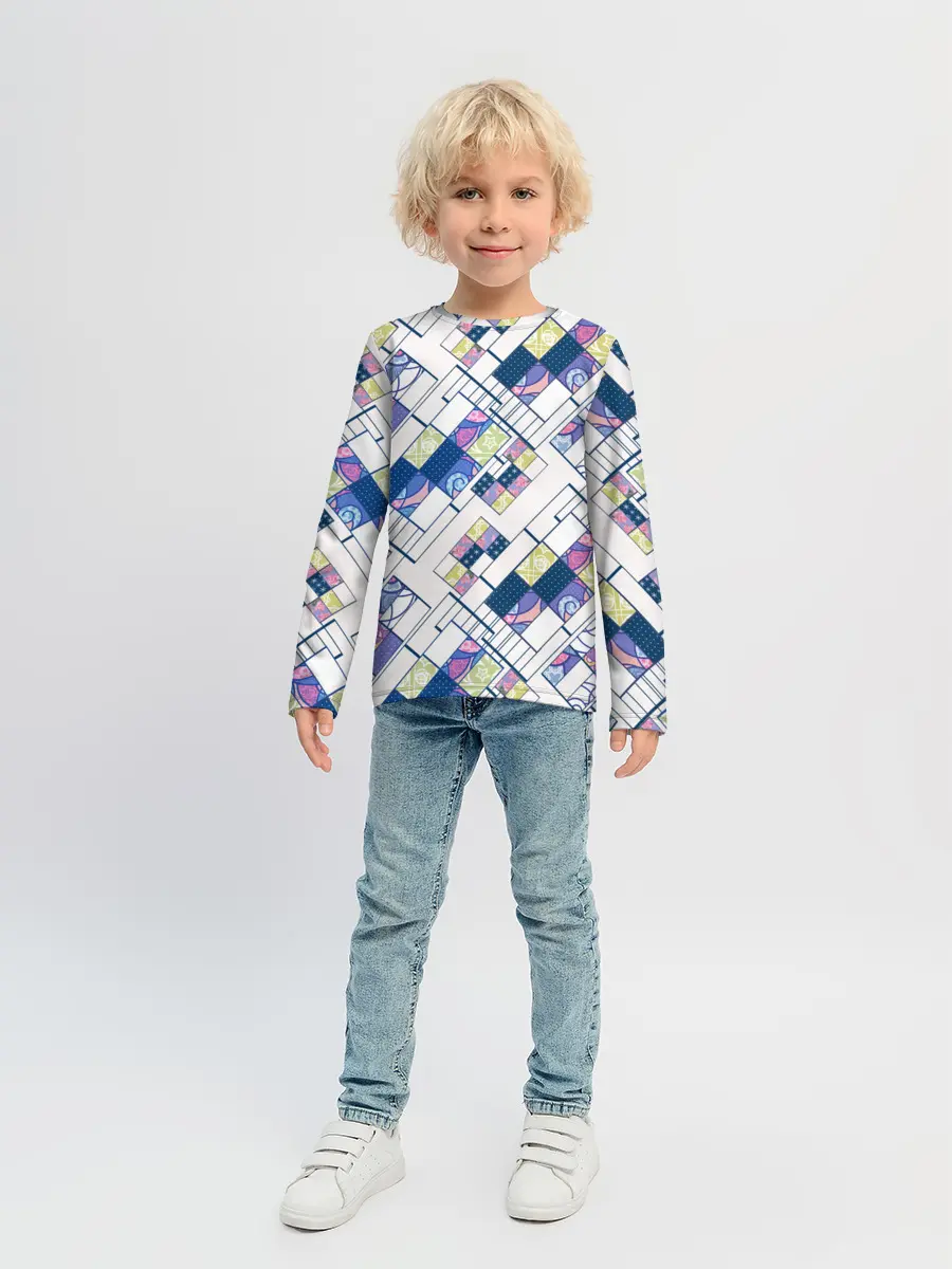 Детский лонгслив / Этнический узор пэчворк