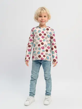Детский лонгслив / Пончики донаты паттерн