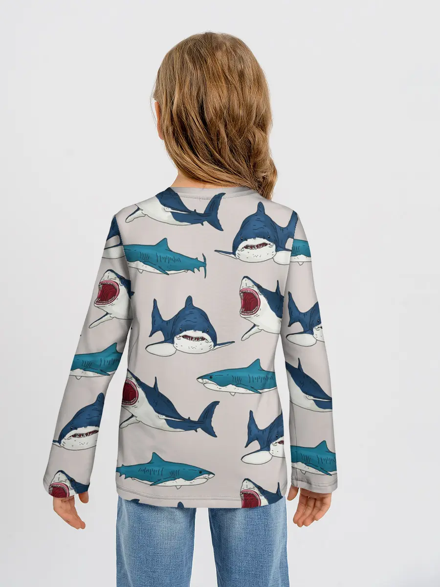 Детский лонгслив / Кровожадные акулы паттерн