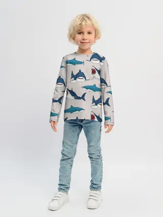 Детский лонгслив / Кровожадные акулы паттерн