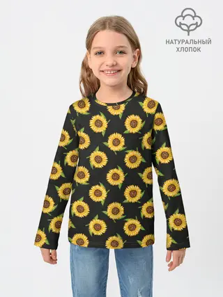 Детский лонгслив / Подсолнухи паттерн