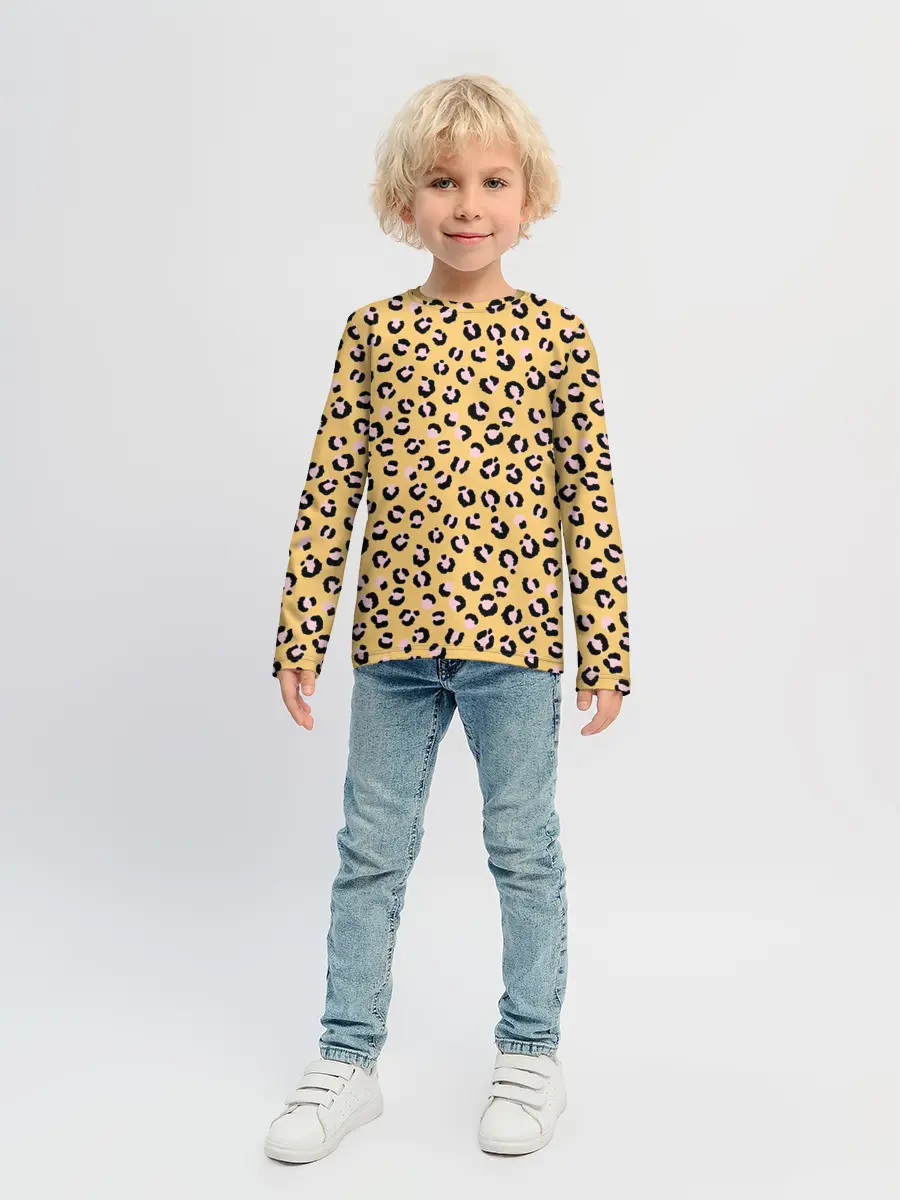 Детский лонгслив / Желтый леопардовый принт