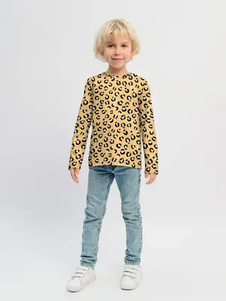 Детский лонгслив / Желтый леопардовый принт
