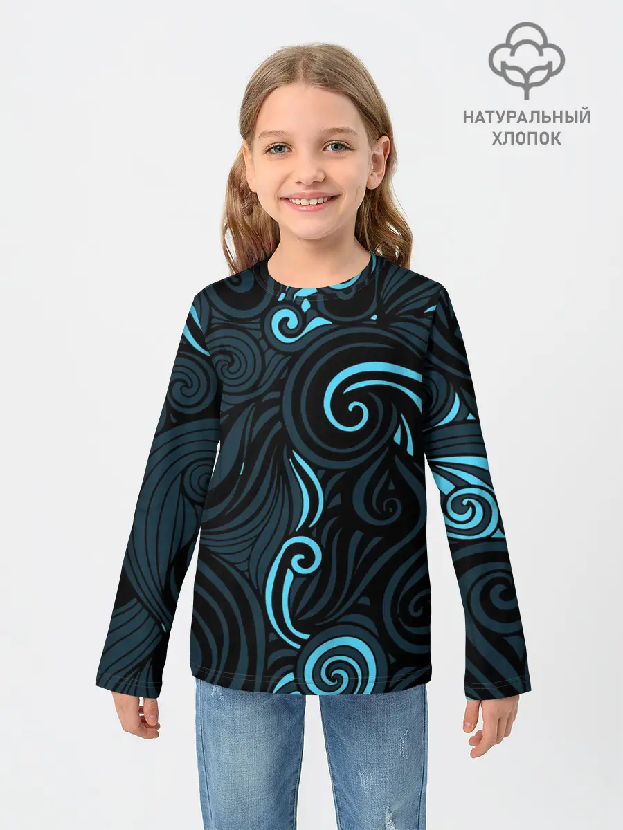 Детский лонгслив / Лазурные листья